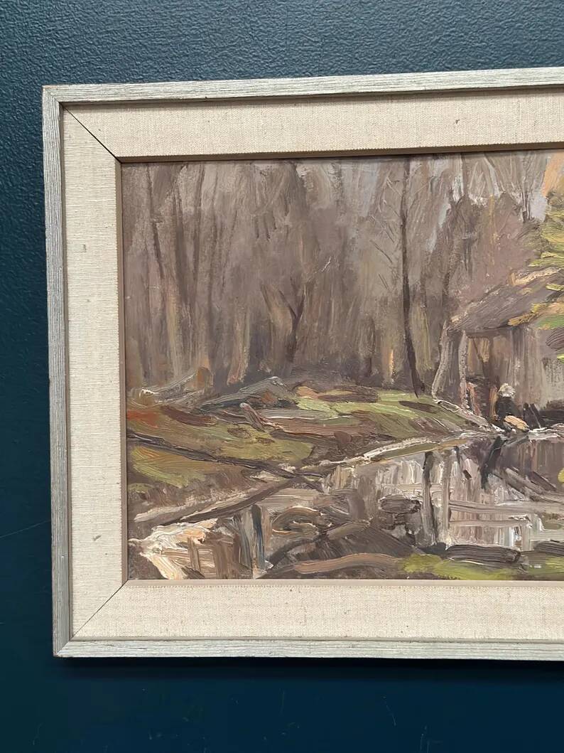Original Swedish Oil on Panel – “Old Sawmill, Apelnäs Roasjö” by Gunnar Svensson – Dated 1962 – Vintage & Framed
