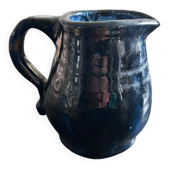 Handcrafted midnight blue pitcher signed