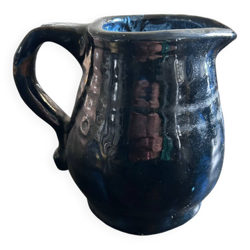 Handcrafted midnight blue pitcher signed