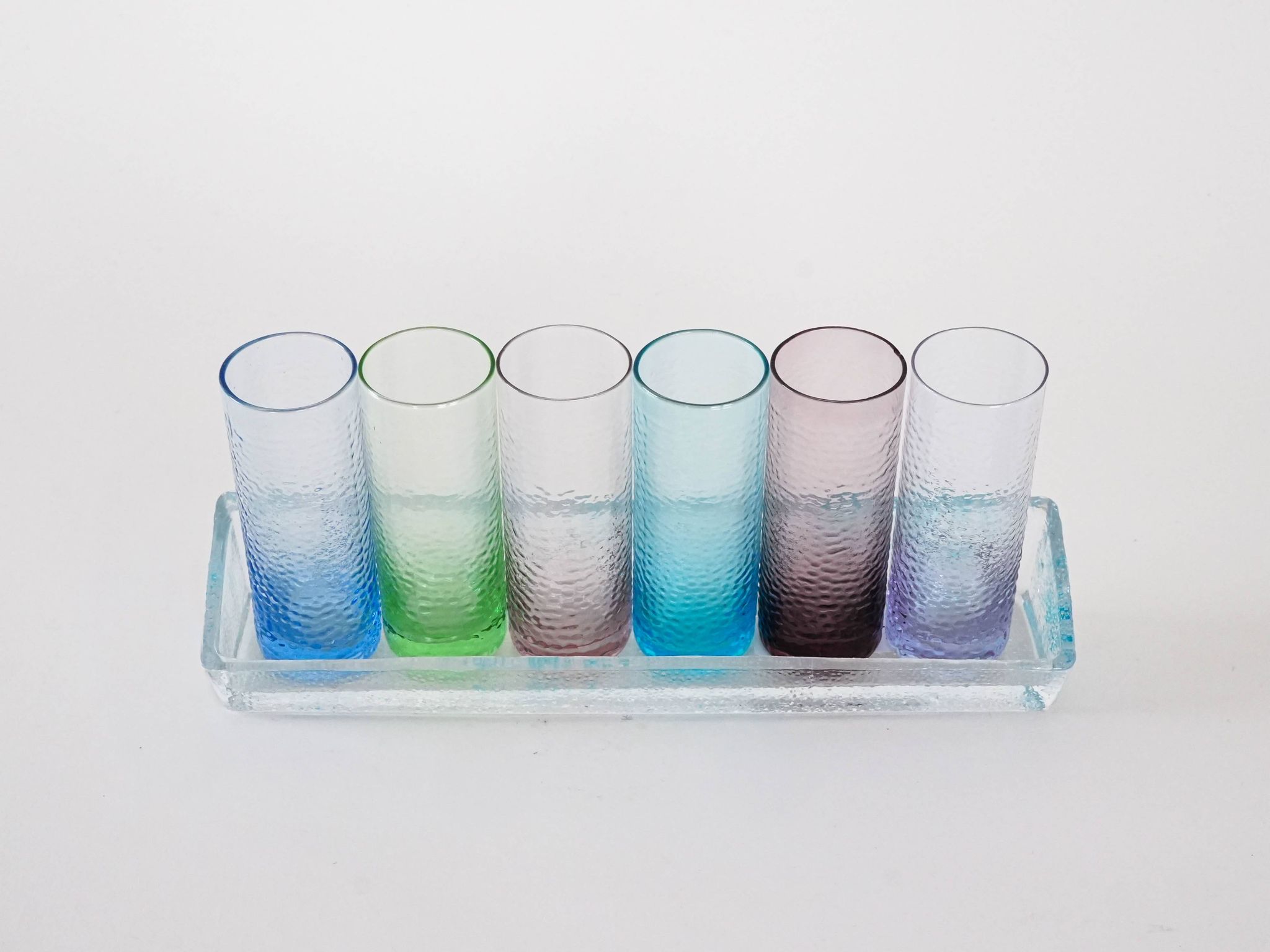 Set of glasses with a tray, Italian design, 1970s, made in Italy