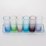 Set of glasses with a tray, Italian design, 1970s, made in Italy