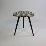 Side table, flower table, small triangle shaped table, checkered, vintage 50s inspired