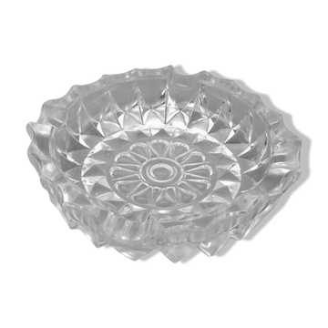 Cendrier verre transparent taillé et ciselé, années 1970
