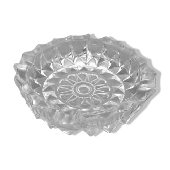 Ashtray transparent glass cut and chiseled, 1970s