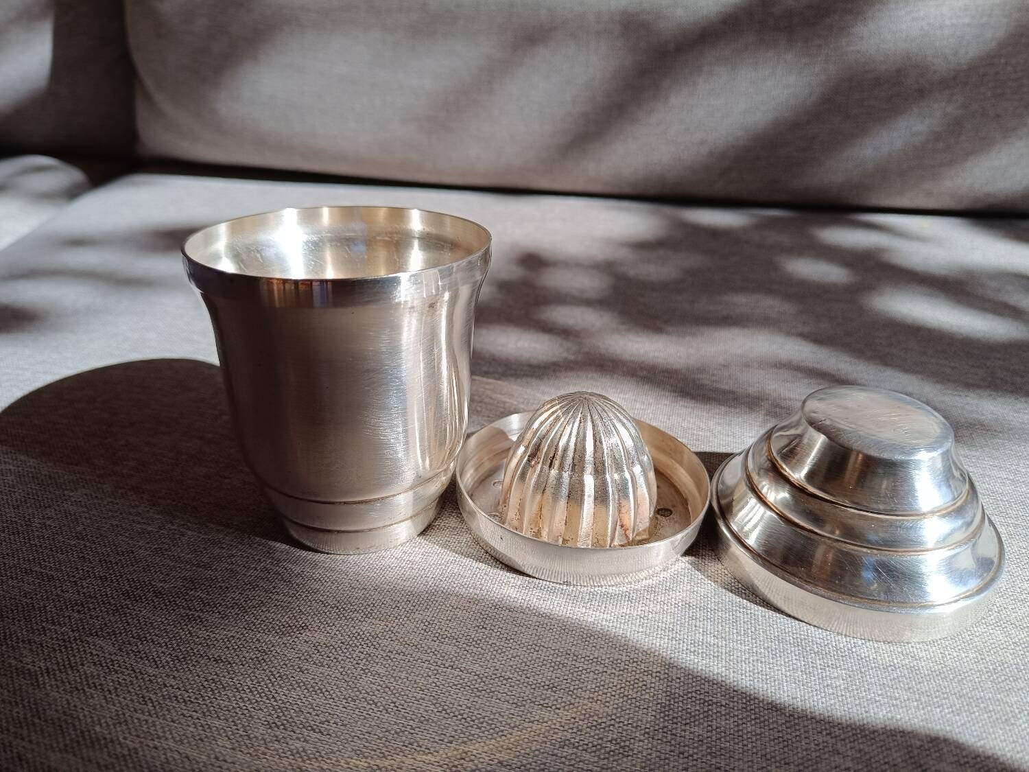 Silver metal citrus press tumbler