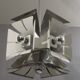 Impressive Space Age chandelier with 5 lights, chrome metal, Italy 1970s.