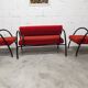 Sofa set with 2 designer armchairs 2001 red