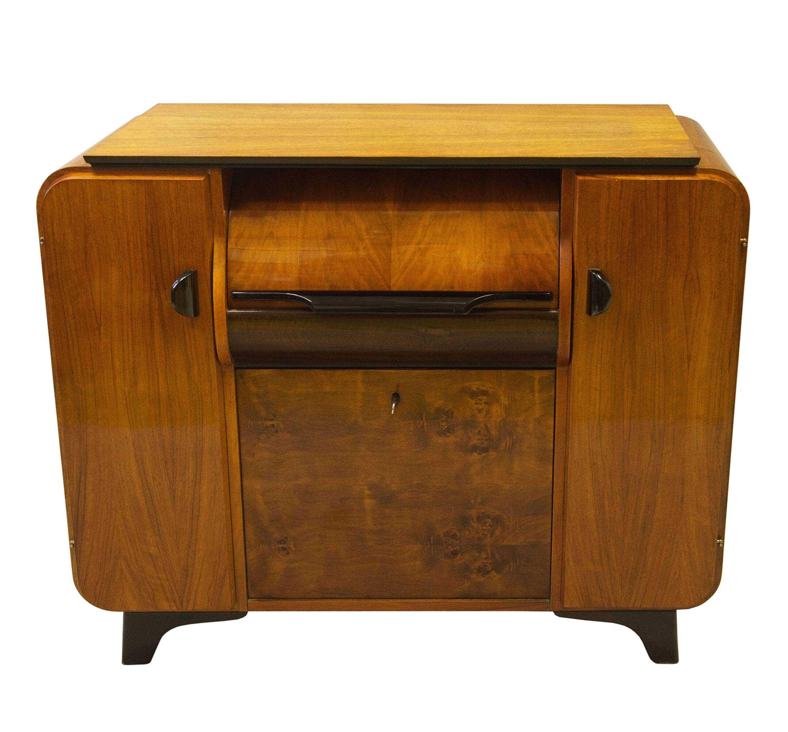 1950s Jindřich Halabala Record Cabinet – Walnut Mid-Century Design Icon