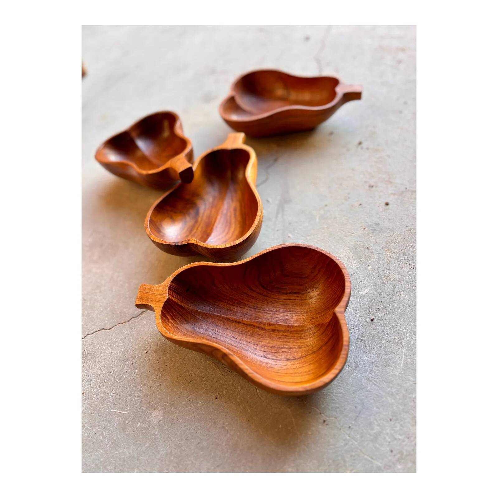 Vintage pear-shaped teak bowl