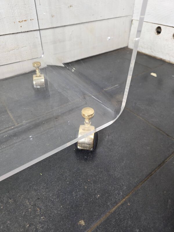 Table Basse Vintage en Plexiglas et Verre par David Lange Années 70