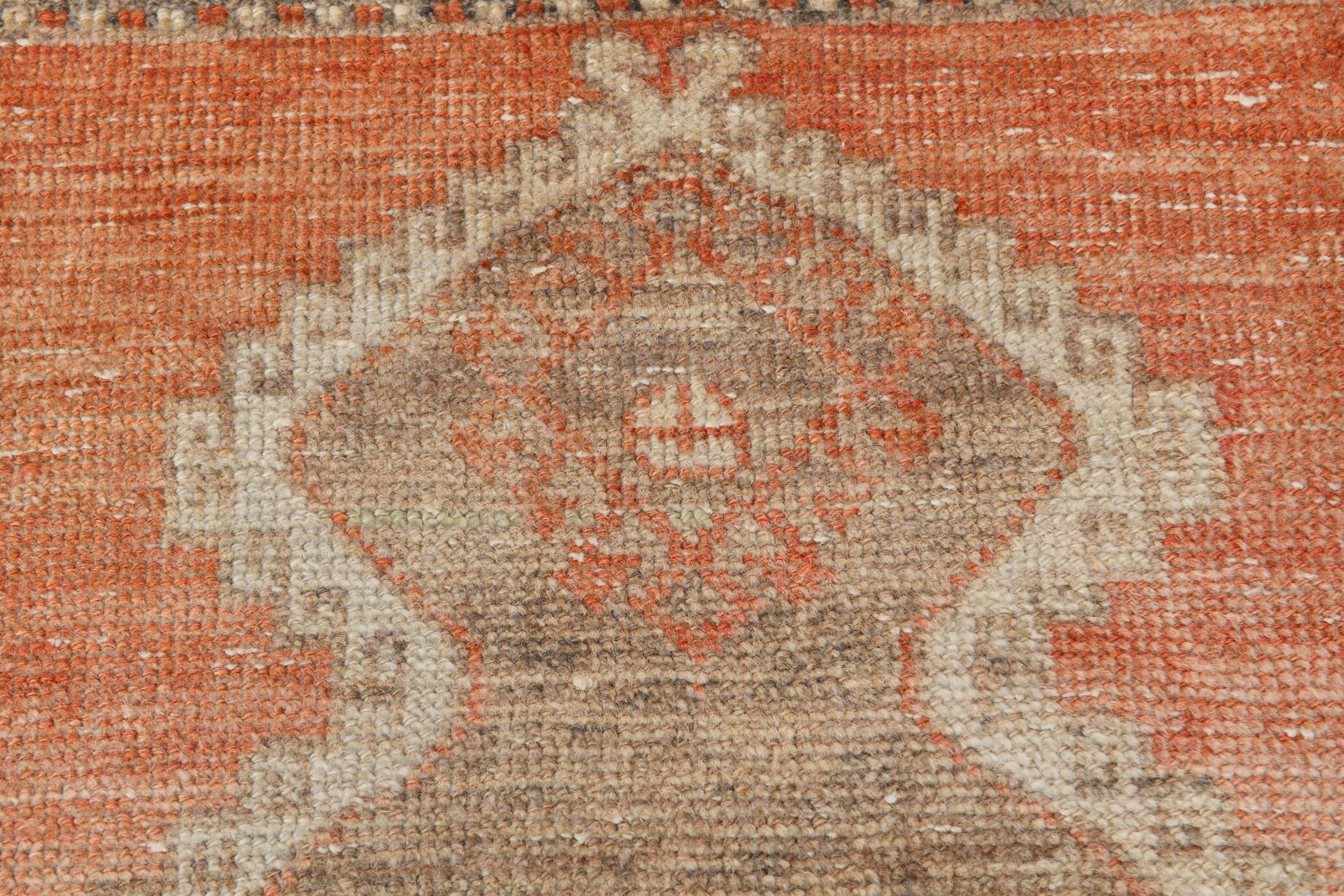 3x10 Peach Red Soft Vintage Turkish Runner Rug, 86x303Cm SK 20297