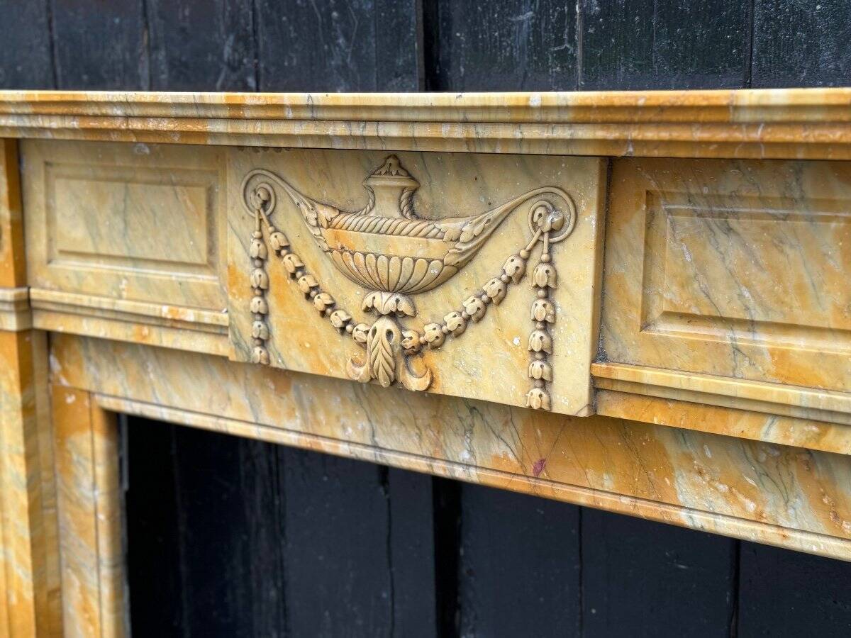 Louis XVI Style Fireplace In Yellow Siena Marble Circa 1880