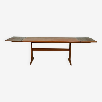 Table scandinave en teck ulferts 2,50m extensible vintage 60 rallonges