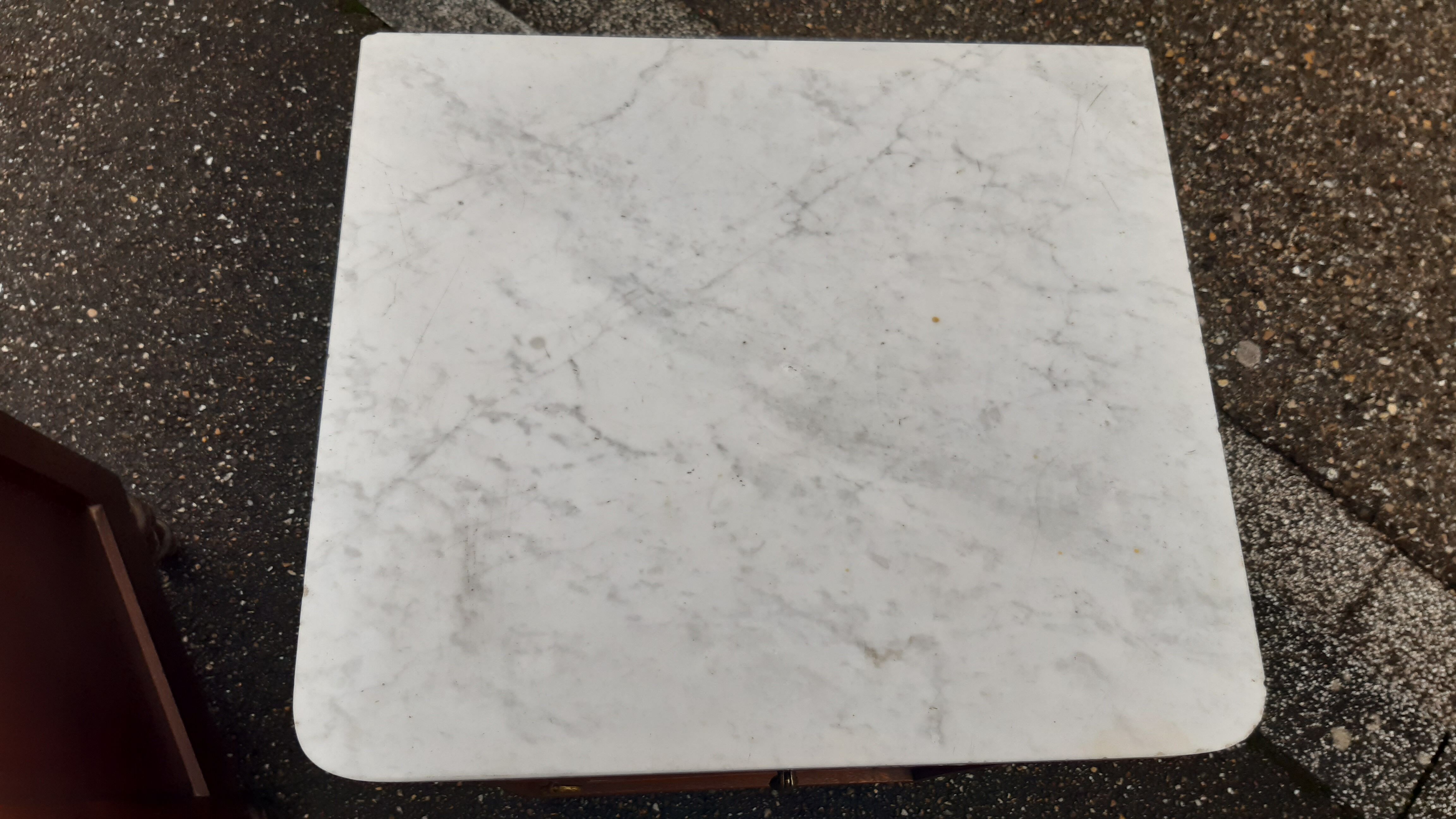 Solid oak and marble bedside tables