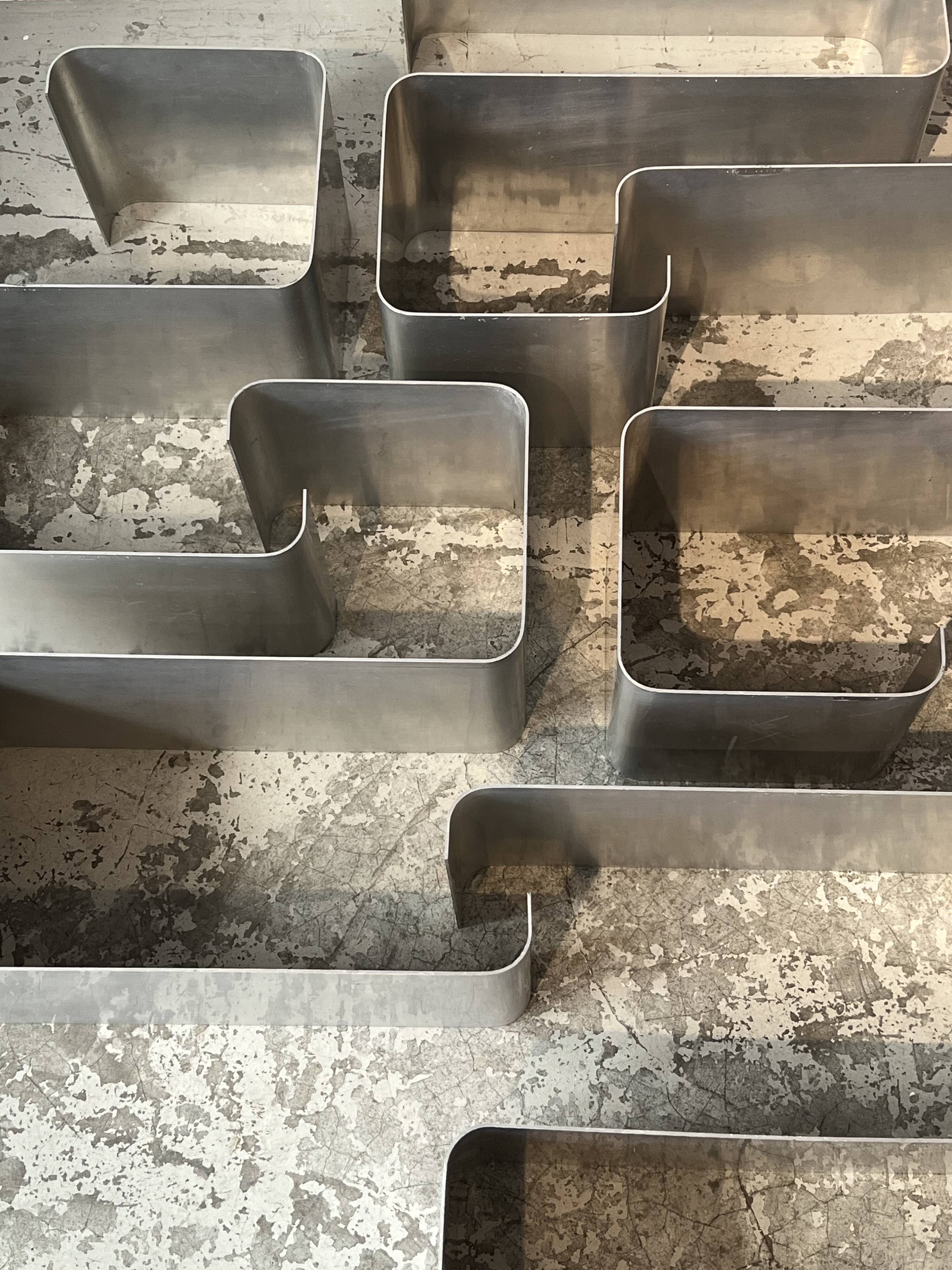 Ensemble d'étagères murales ZigZag par Joëlle Ferlande & François Monnet pour Kappa Uginox années 1970