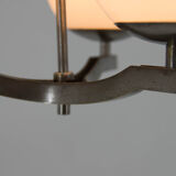 Nickel-plated three flamming functionalist chandelier, 1930s
