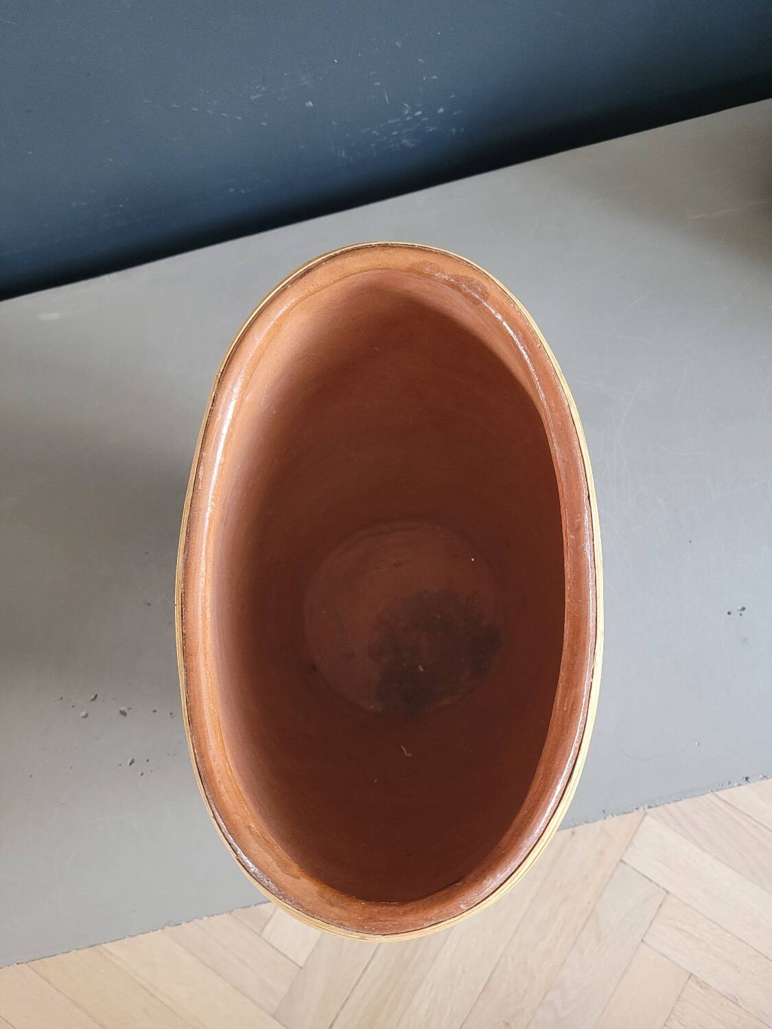 Terracotta and patterned canvas planter