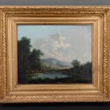19th century Italian painting, lake scene