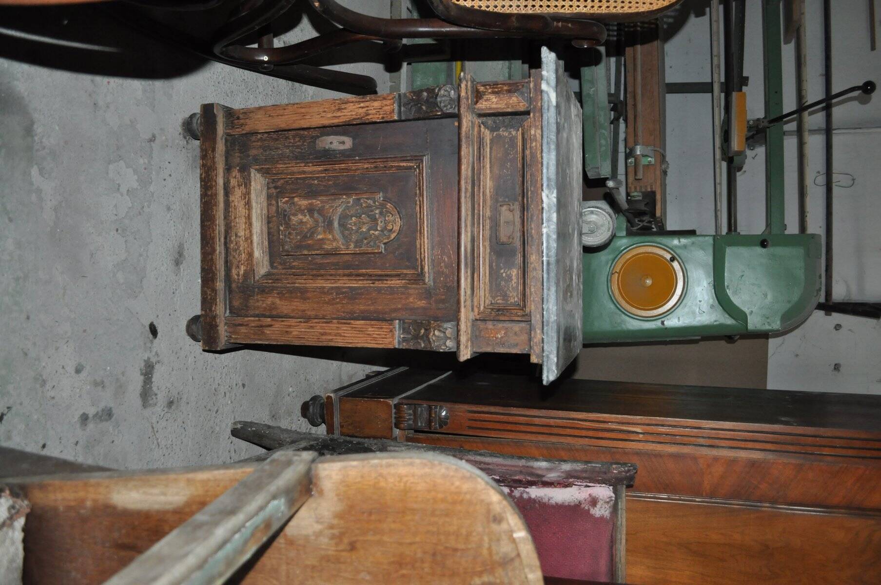Antique German marble top nightstand, 1890s