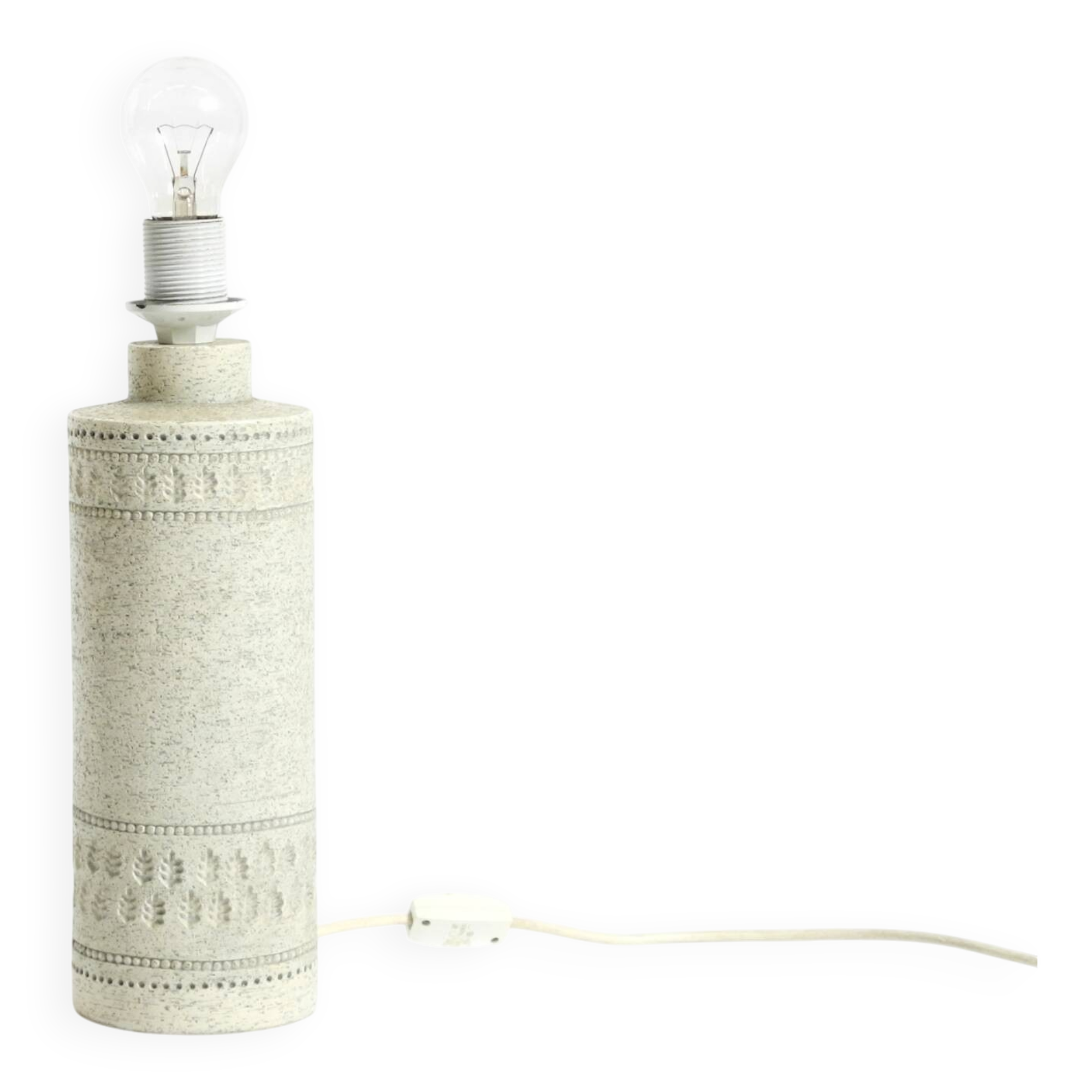 1960s white Rimini ceramic table lamp by Aldo Londi for Bitossi Italy