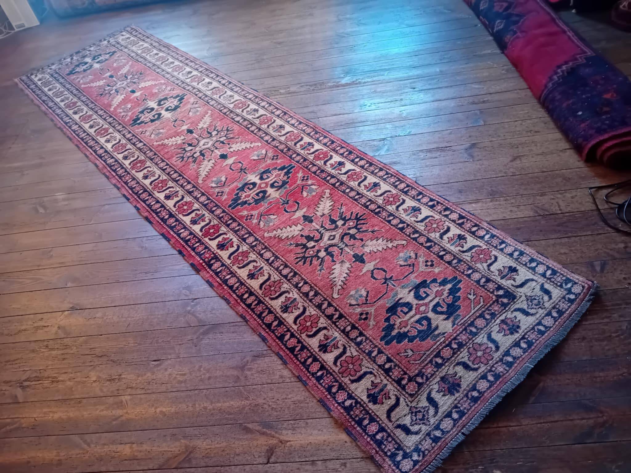 Handmade Pakistani Kazak Runner Rug 335x88cm