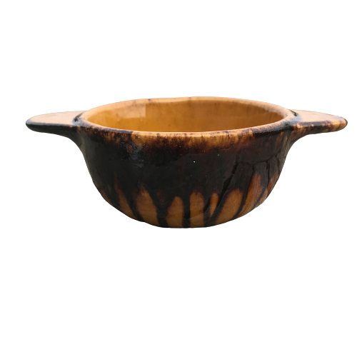 Series of 6 yellow bowls enamelled suls