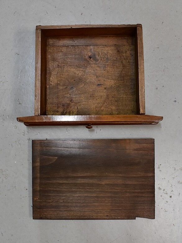 Bedside table in solid walnut with Marble Ste Anne, 1900