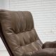Fauteuil en cuir de meuble marron, années 1970, design scandinave,