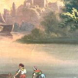 French school of the 19th century. Port scene. Oil on canvas, framed.