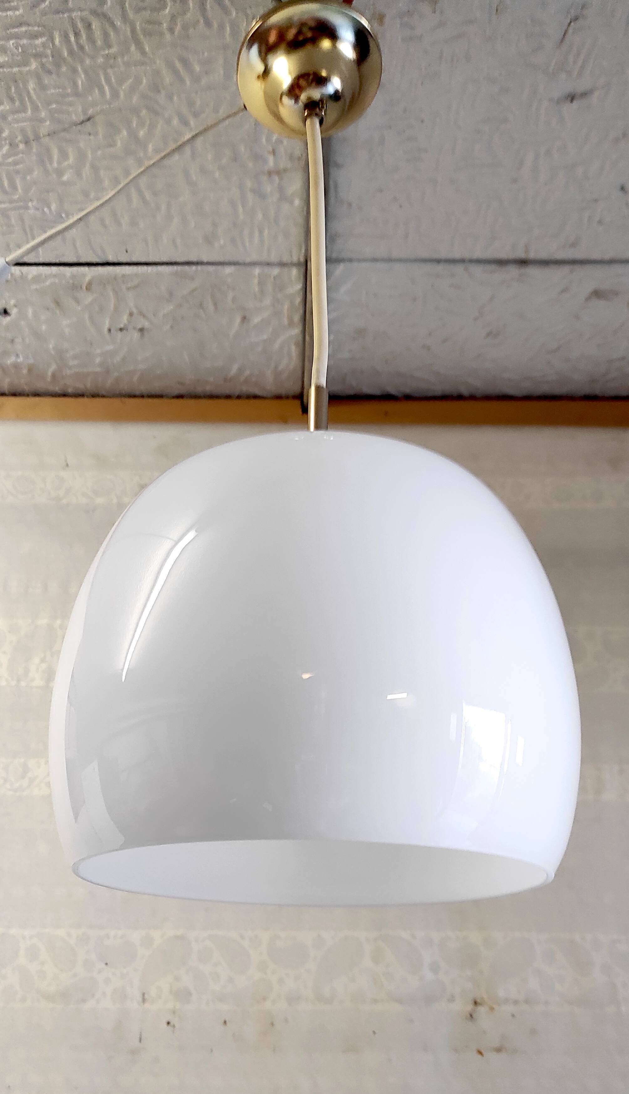Opaline globe pendant light - mid-20th century