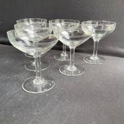 6 engraved crystal champagne glasses – Art Deco