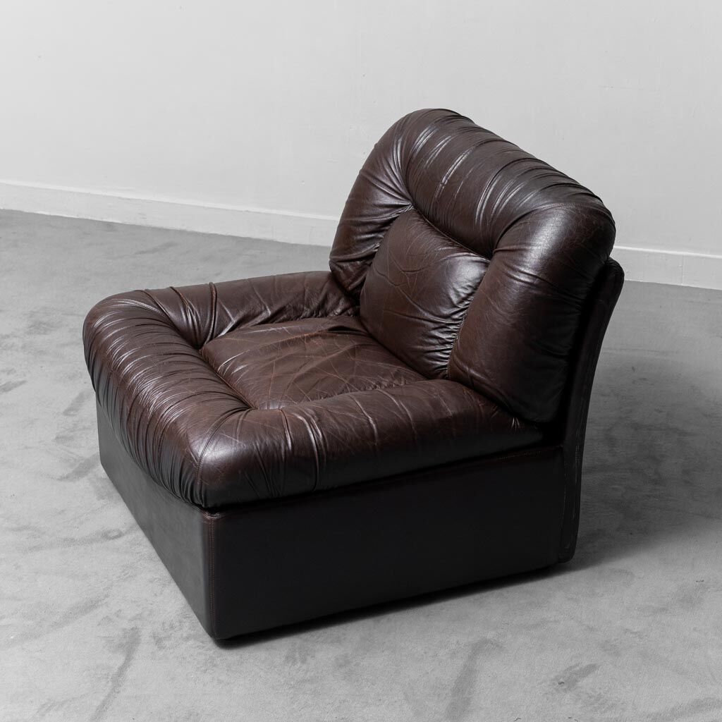 Pair of leather armchairs mod. panarea lev&lev 70s vintage modern