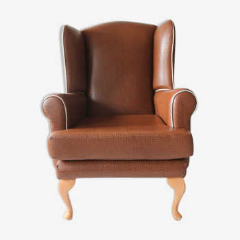 Chaise à dossier vintage marron