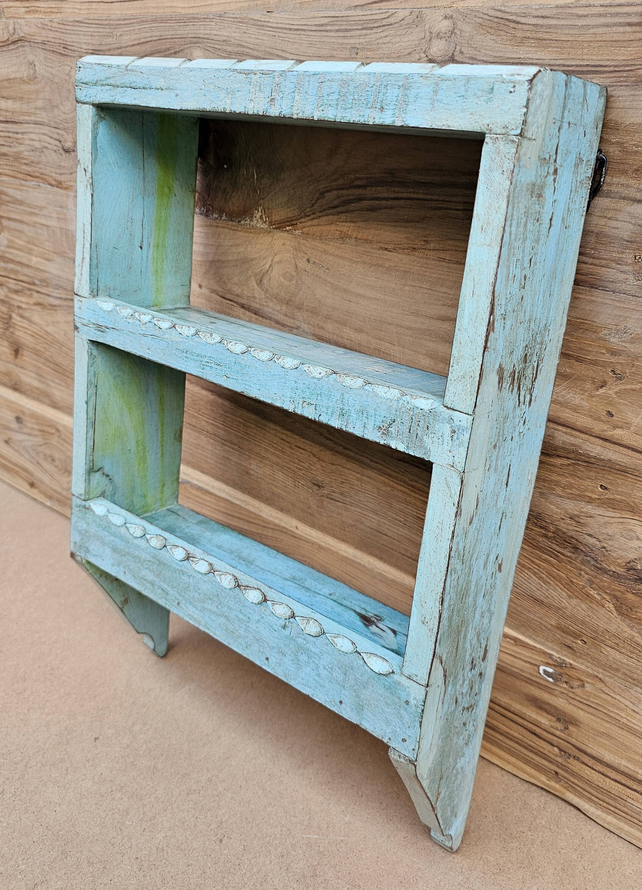 Burmese teak wall shelf