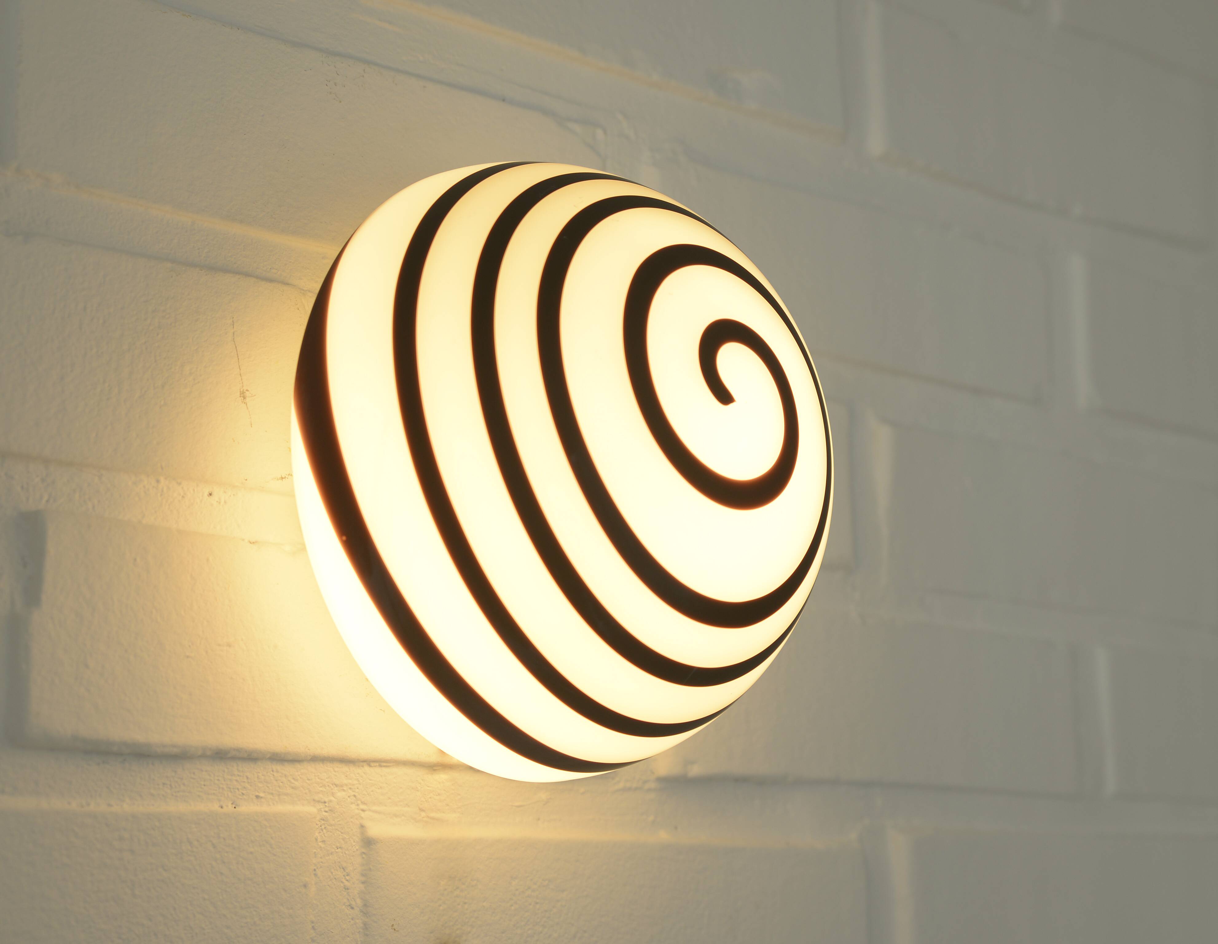 Vintage Sconce Pop Art Black and White  Swirl Glass Wall Lamp Ceiling Light