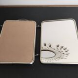 Triptych barber mirror, with chain