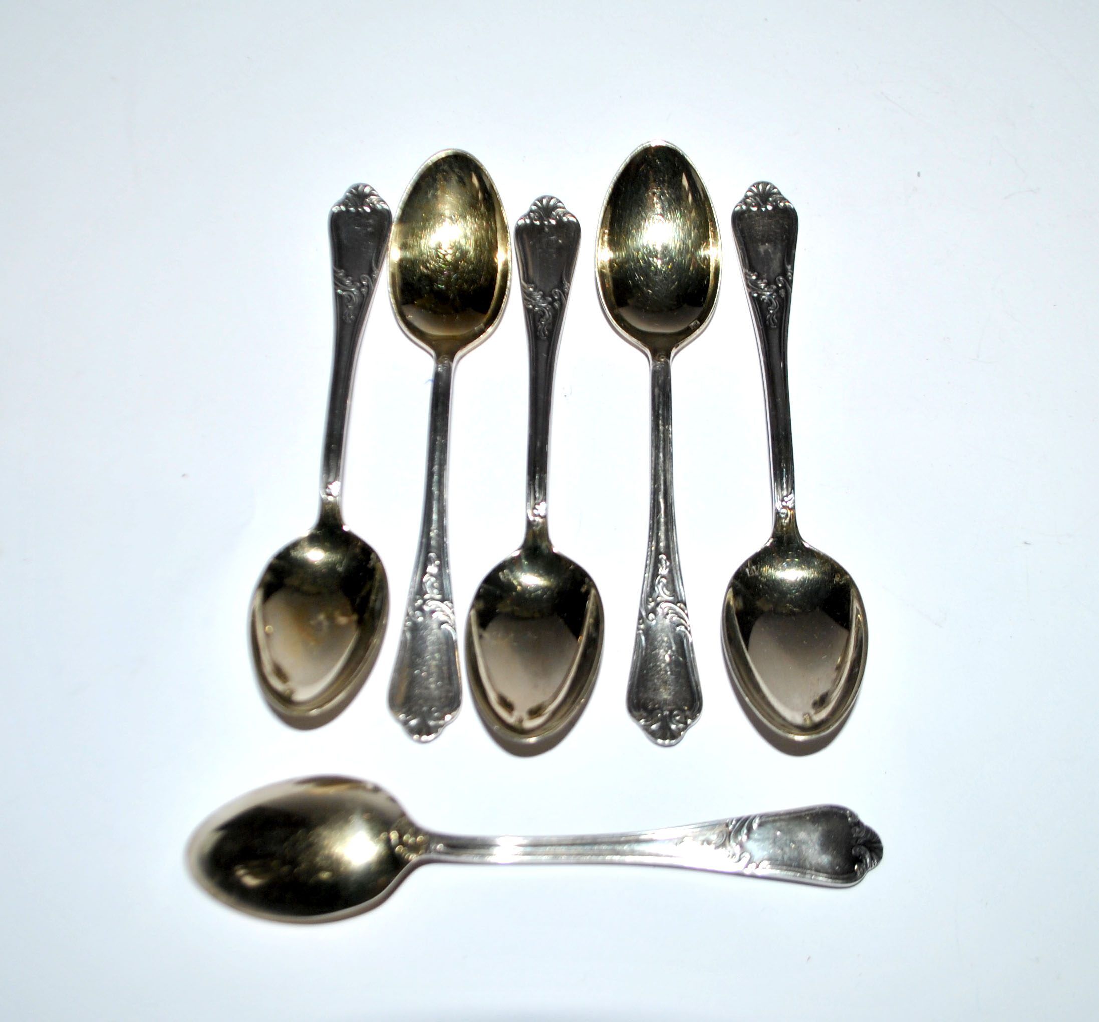 DEETJEN Lot of 6 silver-plated metal moka teaspoons Louis XV Rocaille no. 25