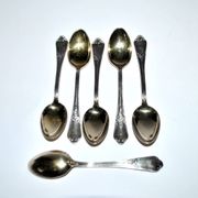 DEETJEN Lot of 6 silver-plated metal moka teaspoons Louis XV Rocaille no. 25