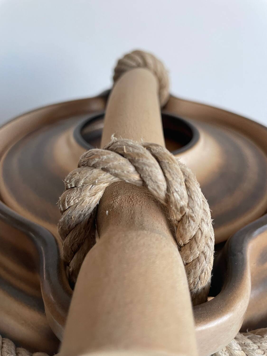 Roped soup tureen in stoneware from the potters of the Salins-les-Bains Abbey