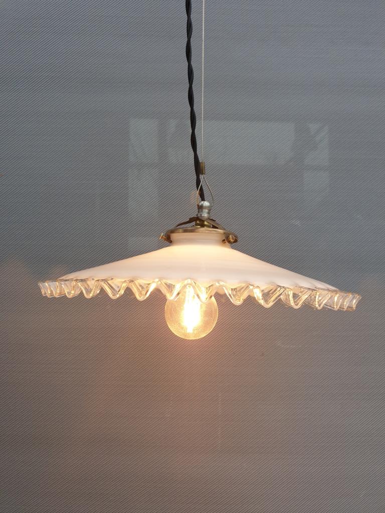 Art Deco ruffled opaline hanging