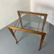 Mid-century scandinavian teak and glass trolley side table, 1950s