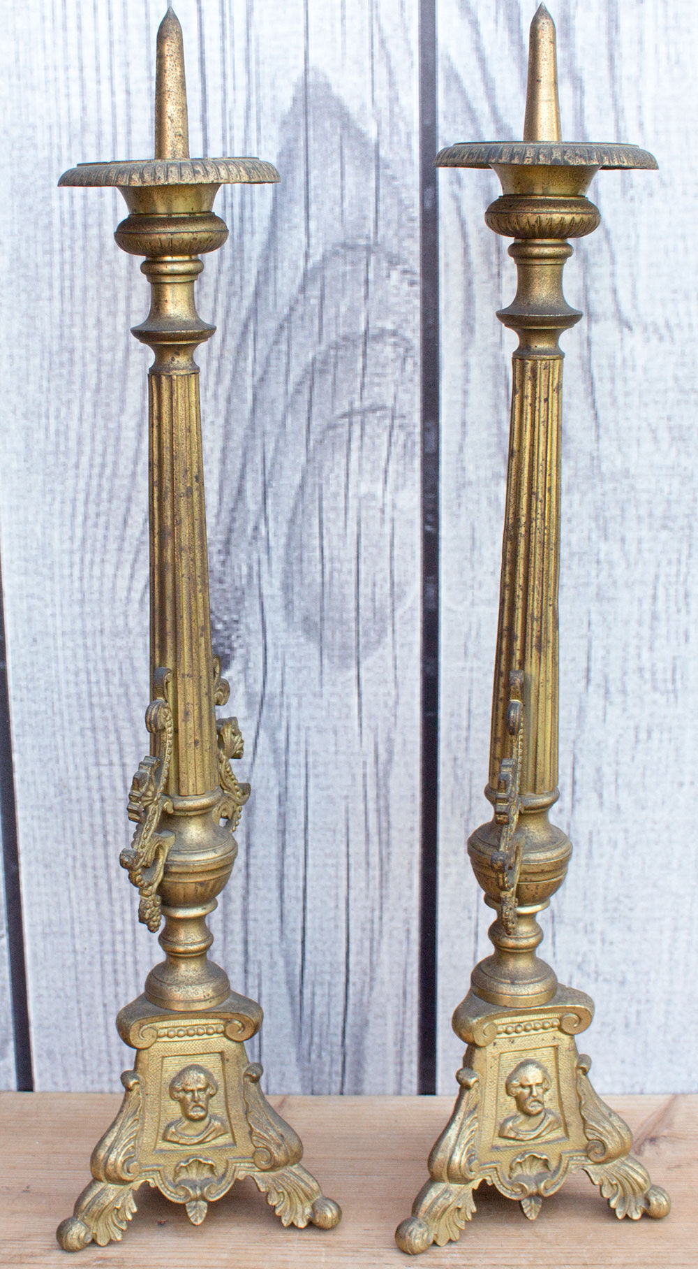 Pair of church candlesticks 57 cm high