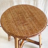 Rattan and cane stool - mid-20th century