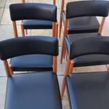 6 vintage faux leather and Scandinavian wood chairs