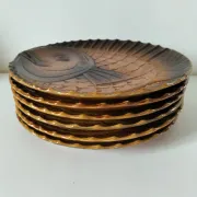 6 antique fish barbotine plates – Saint-Clément