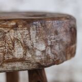 Brutalist bar stool in elm wood