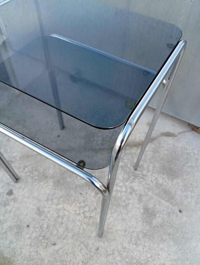 Vintage chrome and glass side table