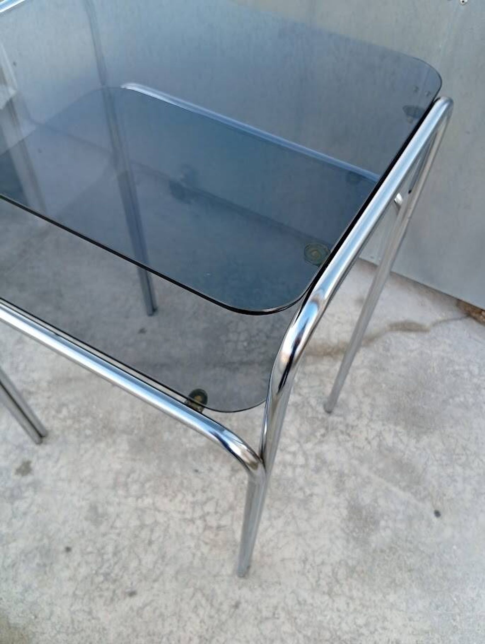 Vintage chrome and glass side table