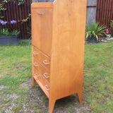 Vintage secretary in oak with compass base