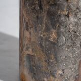 Side table in black petrified wood with light streaks h: 27,5cm d:18,5cm